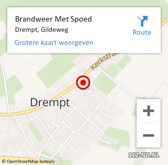 Locatie op kaart van de 112 melding: Brandweer Met Spoed Naar Drempt, Gildeweg op 3 november 2014 11:00