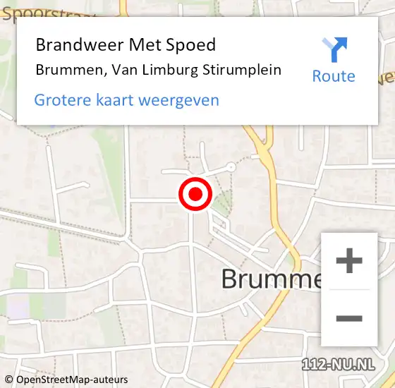 Locatie op kaart van de 112 melding: Brandweer Met Spoed Naar Brummen, Van Limburg Stirumplein op 3 november 2014 11:07