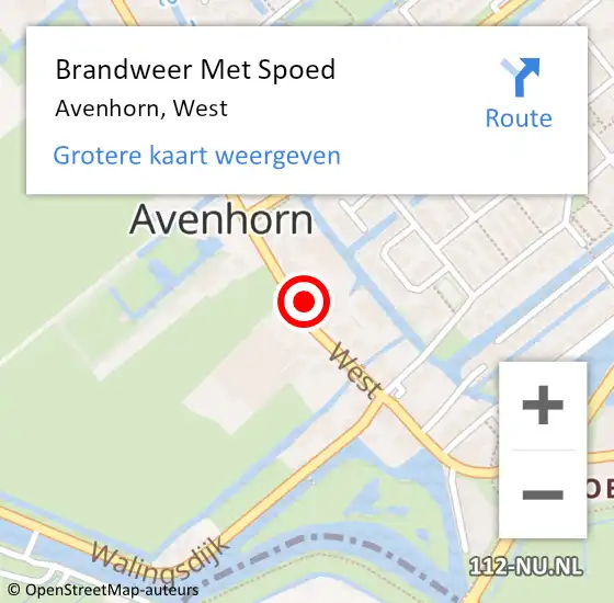 Locatie op kaart van de 112 melding: Brandweer Met Spoed Naar Avenhorn, West op 3 november 2014 11:08