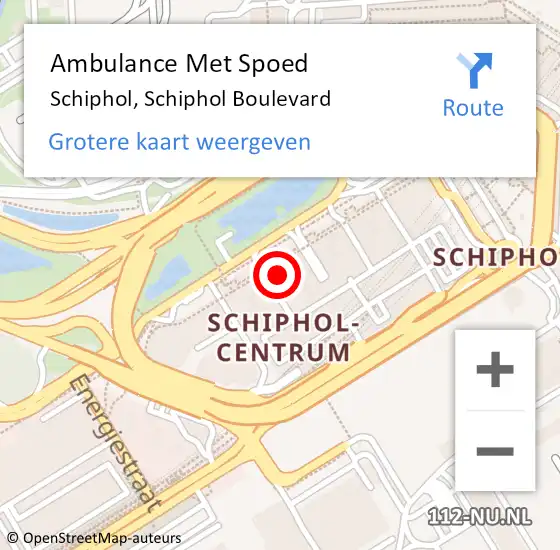 Locatie op kaart van de 112 melding: Ambulance Met Spoed Naar Schiphol, Schiphol Boulevard op 17 januari 2025 03:30