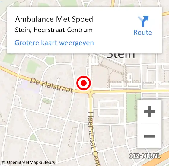 Locatie op kaart van de 112 melding: Ambulance Met Spoed Naar Stein, Heerstraat-Centrum op 3 november 2014 11:12