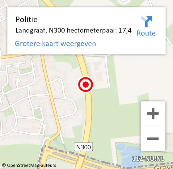 Locatie op kaart van de 112 melding: Politie Landgraaf, N300 hectometerpaal: 17,4 op 17 januari 2025 06:42