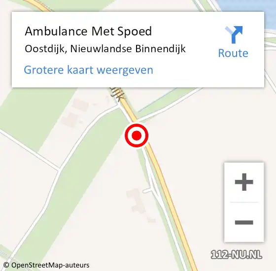 Locatie op kaart van de 112 melding: Ambulance Met Spoed Naar Oostdijk, Nieuwlandse Binnendijk op 3 november 2014 11:27