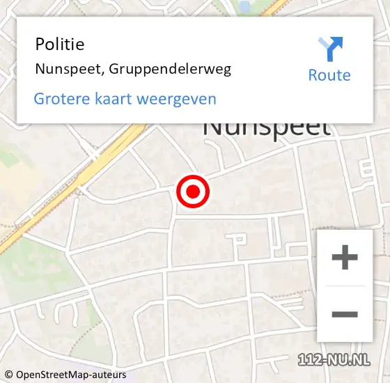 Locatie op kaart van de 112 melding: Politie Nunspeet, Gruppendelerweg op 17 januari 2025 10:33