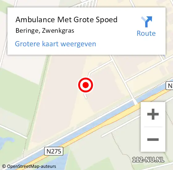 Locatie op kaart van de 112 melding: Ambulance Met Grote Spoed Naar Beringe, Zwenkgras op 3 november 2014 11:36