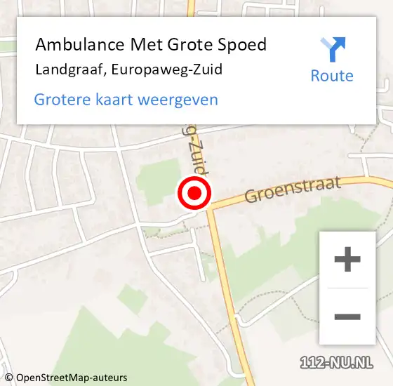 Locatie op kaart van de 112 melding: Ambulance Met Grote Spoed Naar Landgraaf, Europaweg-Zuid op 3 november 2014 11:43