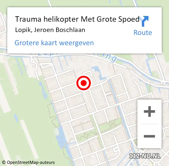 Locatie op kaart van de 112 melding: Trauma helikopter Met Grote Spoed Naar Lopik, Jeroen Boschlaan op 17 januari 2025 14:16