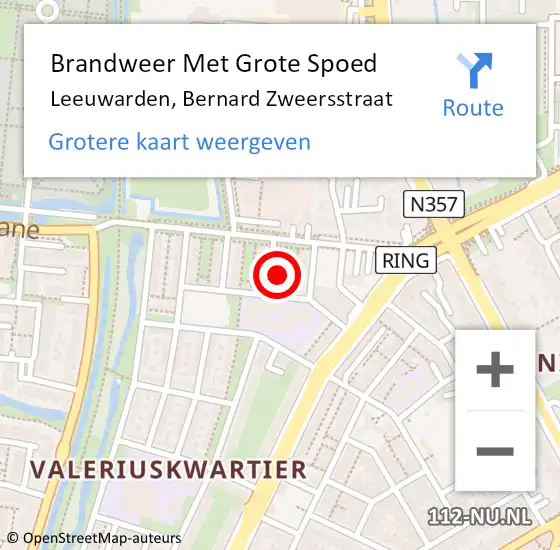 Locatie op kaart van de 112 melding: Brandweer Met Grote Spoed Naar Leeuwarden, Bernard Zweersstraat op 17 januari 2025 19:33