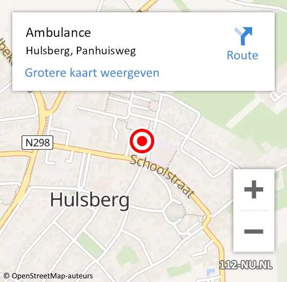 Locatie op kaart van de 112 melding: Ambulance Hulsberg, Panhuisweg op 3 november 2014 12:35