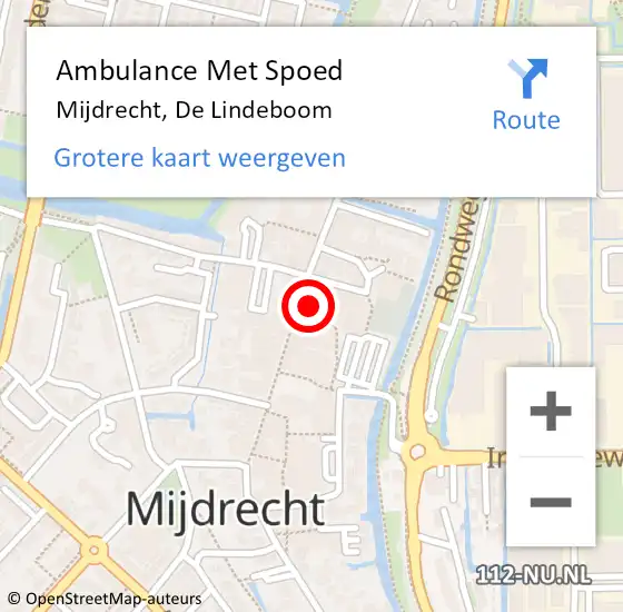 Locatie op kaart van de 112 melding: Ambulance Met Spoed Naar Mijdrecht, De Lindeboom op 3 november 2014 12:53