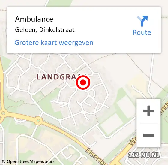 Locatie op kaart van de 112 melding: Ambulance Geleen, Dinkelstraat op 3 november 2014 12:53