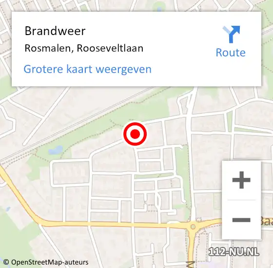 Locatie op kaart van de 112 melding: Brandweer Rosmalen, Rooseveltlaan op 19 oktober 2013 18:47