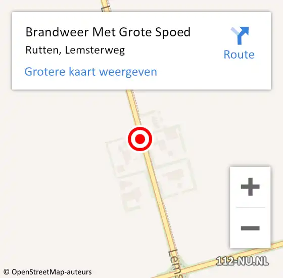 Locatie op kaart van de 112 melding: Brandweer Met Grote Spoed Naar Rutten, Lemsterweg op 3 november 2014 13:13