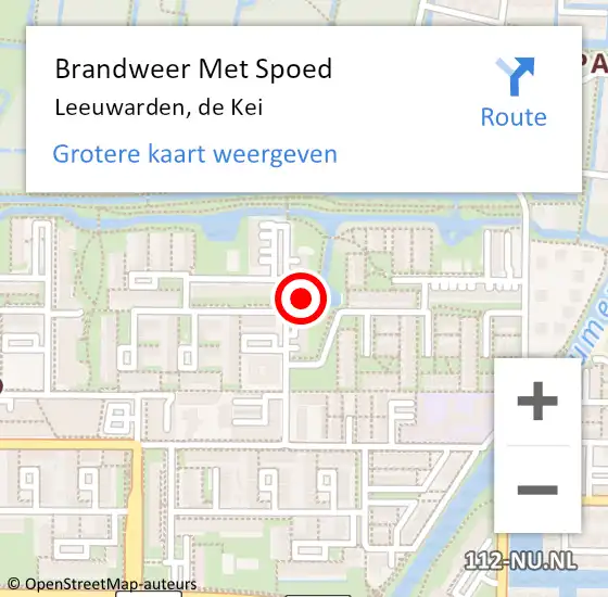 Locatie op kaart van de 112 melding: Brandweer Met Spoed Naar Leeuwarden, de Kei op 18 januari 2025 11:54