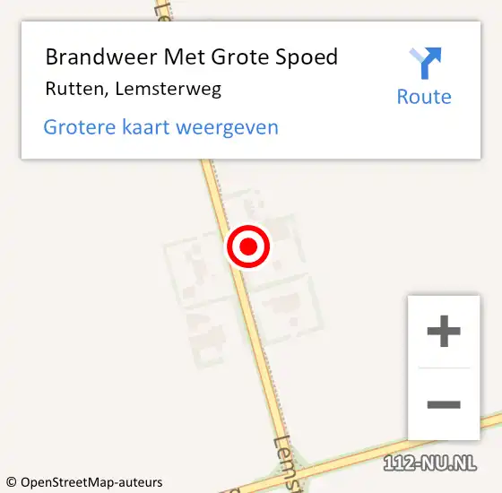 Locatie op kaart van de 112 melding: Brandweer Met Grote Spoed Naar Rutten, Lemsterweg op 3 november 2014 13:19