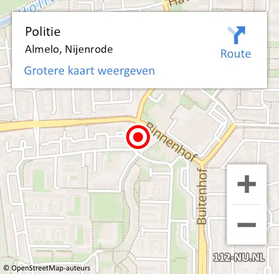 Locatie op kaart van de 112 melding: Politie Almelo, Nijenrode op 18 januari 2025 18:12
