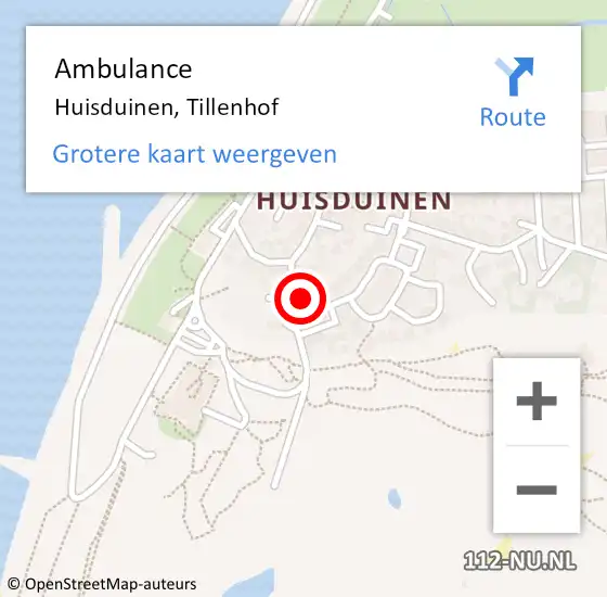 Locatie op kaart van de 112 melding: Ambulance Huisduinen, Tillenhof op 3 november 2014 13:53