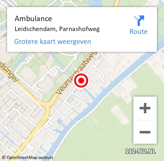 Locatie op kaart van de 112 melding: Ambulance Leidschendam, Parnashofweg op 3 november 2014 14:01