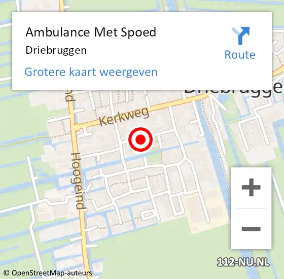 Locatie op kaart van de 112 melding: Ambulance Met Spoed Naar Driebruggen op 18 januari 2025 21:58