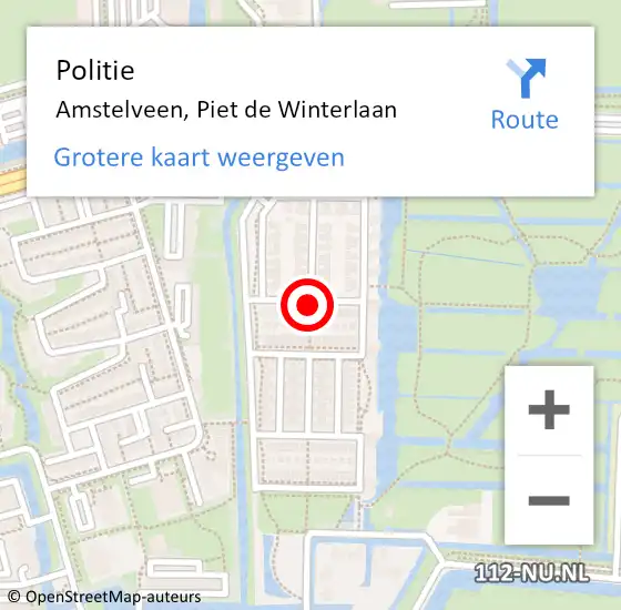 Locatie op kaart van de 112 melding: Politie Amstelveen, Piet de Winterlaan op 3 november 2014 14:09