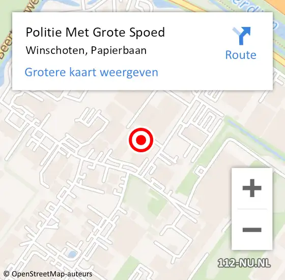Locatie op kaart van de 112 melding: Politie Met Grote Spoed Naar Winschoten, Papierbaan op 18 januari 2025 23:07