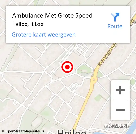 Locatie op kaart van de 112 melding: Ambulance Met Grote Spoed Naar Heiloo, 't Loo op 19 januari 2025 02:24