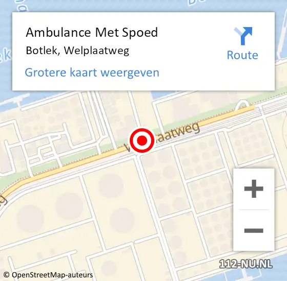 Locatie op kaart van de 112 melding: Ambulance Met Spoed Naar Botlek, Welplaatweg op 3 november 2014 14:25