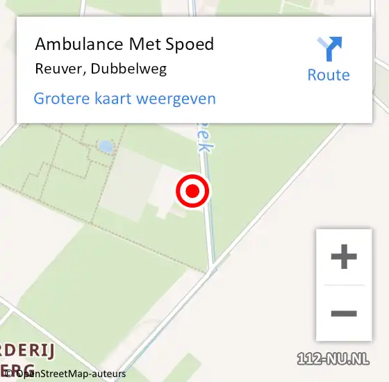 Locatie op kaart van de 112 melding: Ambulance Met Spoed Naar Reuver, Dubbelweg op 3 november 2014 14:52