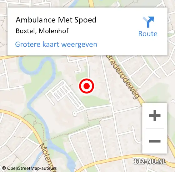 Locatie op kaart van de 112 melding: Ambulance Met Spoed Naar Boxtel, Molenhof op 3 november 2014 15:00