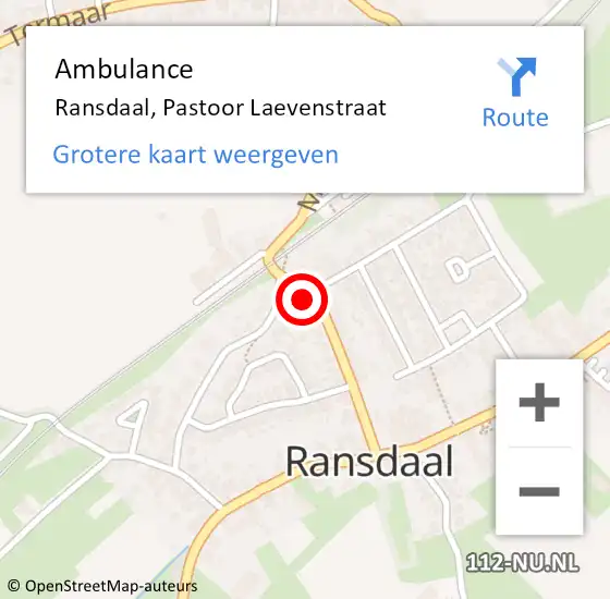 Locatie op kaart van de 112 melding: Ambulance Ransdaal, Pastoor Laevenstraat op 3 november 2014 15:02