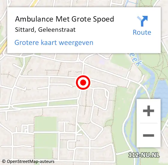 Locatie op kaart van de 112 melding: Ambulance Met Grote Spoed Naar Sittard, Geleenstraat op 3 november 2014 15:12