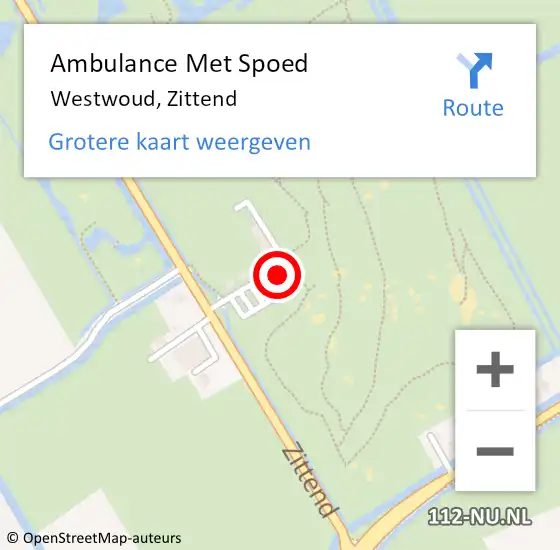 Locatie op kaart van de 112 melding: Ambulance Met Spoed Naar Westwoud, Zittend op 3 november 2014 15:20