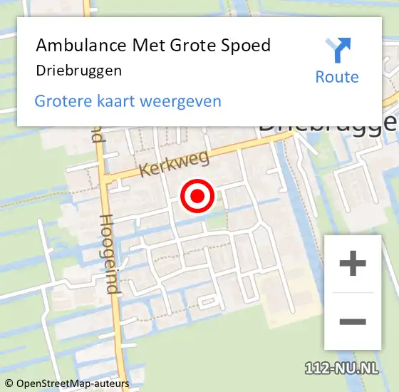 Locatie op kaart van de 112 melding: Ambulance Met Grote Spoed Naar Driebruggen op 19 januari 2025 20:38