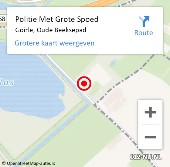 Locatie op kaart van de 112 melding: Politie Met Grote Spoed Naar Goirle, Oude Beeksepad op 20 januari 2025 12:04