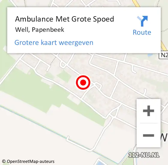 Locatie op kaart van de 112 melding: Ambulance Met Grote Spoed Naar Well, Papenbeek op 3 november 2014 16:46