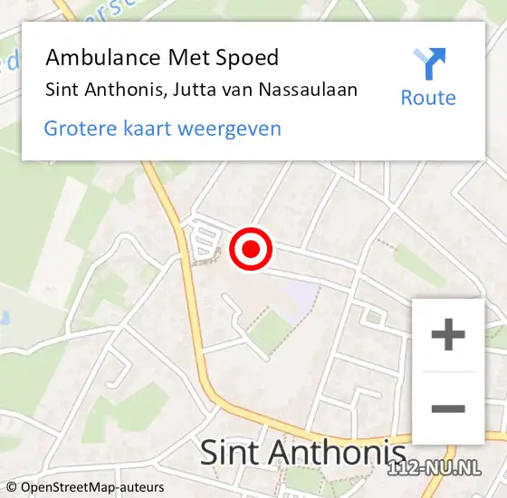 Locatie op kaart van de 112 melding: Ambulance Met Spoed Naar Sint Anthonis, Jutta van Nassaulaan op 3 november 2014 16:49