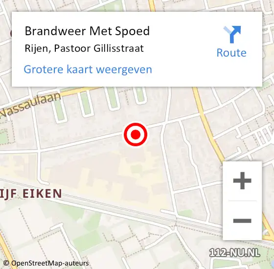 Locatie op kaart van de 112 melding: Brandweer Met Spoed Naar Rijen, Pastoor Gillisstraat op 20 januari 2025 14:43