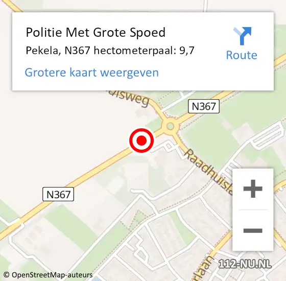 Locatie op kaart van de 112 melding: Politie Met Grote Spoed Naar Pekela, N367 hectometerpaal: 9,7 op 20 januari 2025 16:26