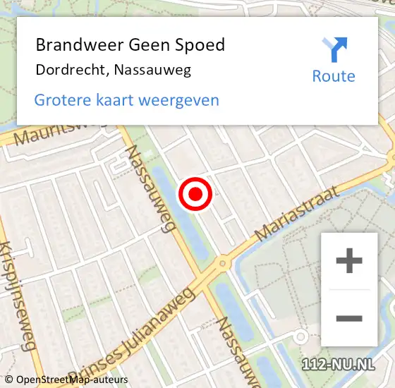 Locatie op kaart van de 112 melding: Brandweer Geen Spoed Naar Dordrecht, Nassauweg op 20 januari 2025 16:37