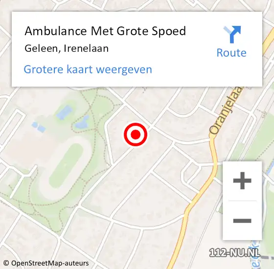 Locatie op kaart van de 112 melding: Ambulance Met Grote Spoed Naar Geleen, Irenelaan op 3 november 2014 17:15