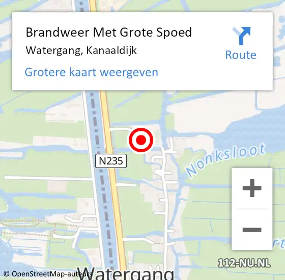 Locatie op kaart van de 112 melding: Brandweer Met Grote Spoed Naar Watergang, Kanaaldijk op 3 november 2014 17:34