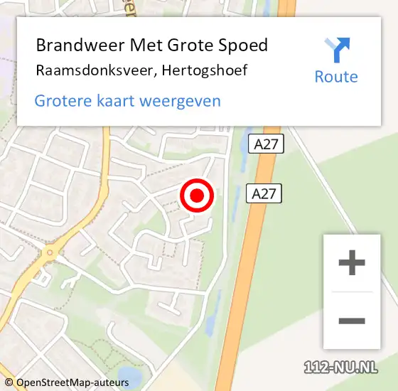 Locatie op kaart van de 112 melding: Brandweer Met Grote Spoed Naar Raamsdonksveer, Hertogshoef op 21 januari 2025 01:24