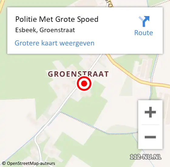 Locatie op kaart van de 112 melding: Politie Met Grote Spoed Naar Esbeek, Groenstraat op 21 januari 2025 07:36