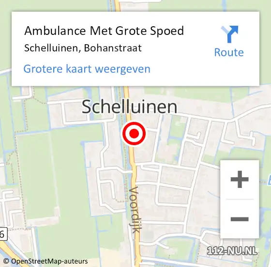 Locatie op kaart van de 112 melding: Ambulance Met Grote Spoed Naar Schelluinen, Bohanstraat op 3 november 2014 18:19