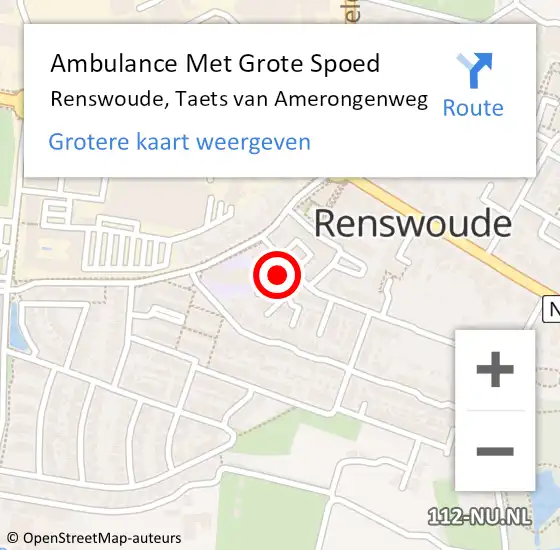 Locatie op kaart van de 112 melding: Ambulance Met Grote Spoed Naar Renswoude, Taets van Amerongenweg op 3 november 2014 18:44