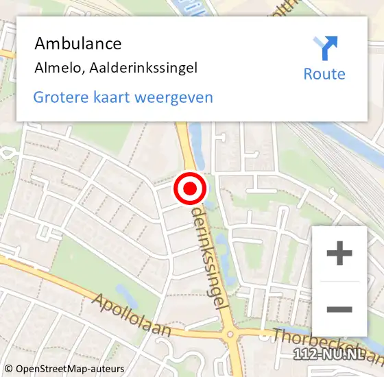 Locatie op kaart van de 112 melding: Ambulance Almelo, Aalderinkssingel op 21 januari 2025 19:07