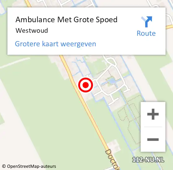 Locatie op kaart van de 112 melding: Ambulance Met Grote Spoed Naar Westwoud op 21 januari 2025 19:59