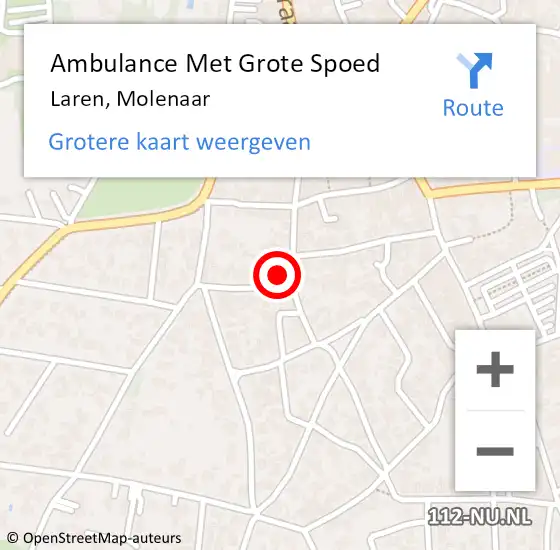 Locatie op kaart van de 112 melding: Ambulance Met Grote Spoed Naar Laren, Molenaar op 3 november 2014 19:07