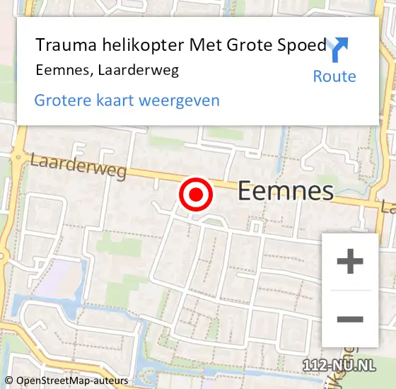 Locatie op kaart van de 112 melding: Trauma helikopter Met Grote Spoed Naar Eemnes, Laarderweg op 22 januari 2025 09:52