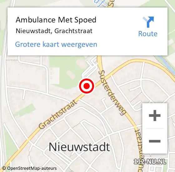 Locatie op kaart van de 112 melding: Ambulance Met Spoed Naar Nieuwstadt, Grachtstraat op 3 november 2014 19:54